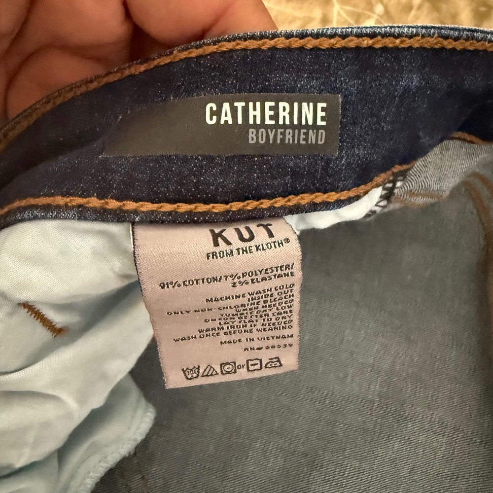 KUT From The Kloth Catherine Boyfriend Jeans Dark Wash Cuffed Stretch 18W - Picture 5 of 8